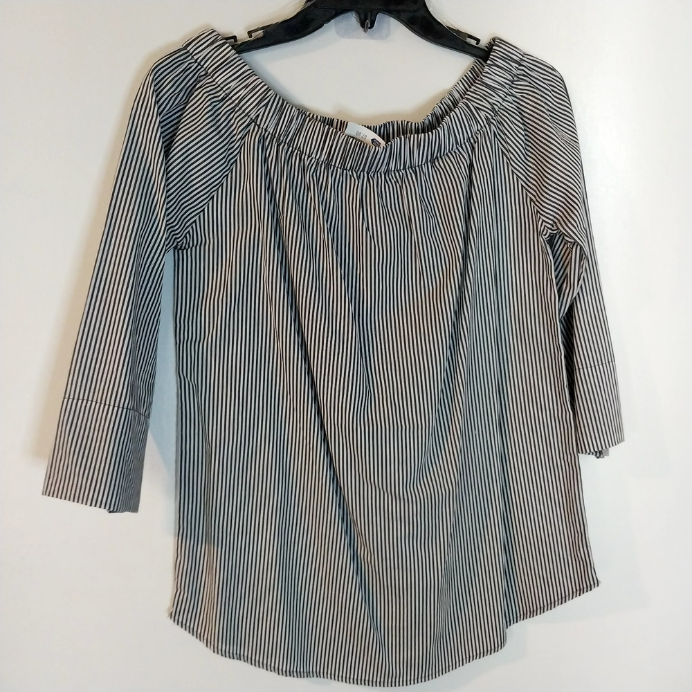 Heart & Hips Shirt Womens Small Stripe Blouse Black‎ White / #3138